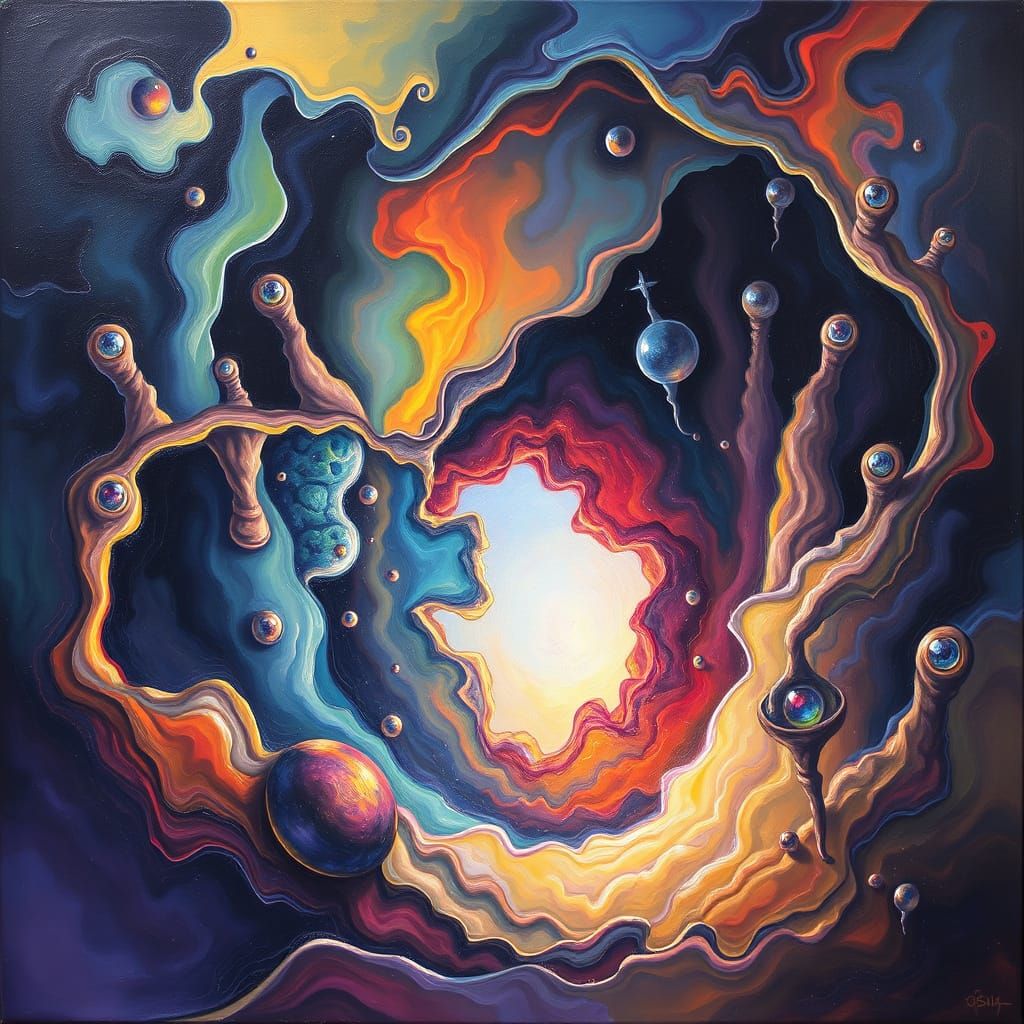 Abstract Surrealist Oil Painting of Life's Essence