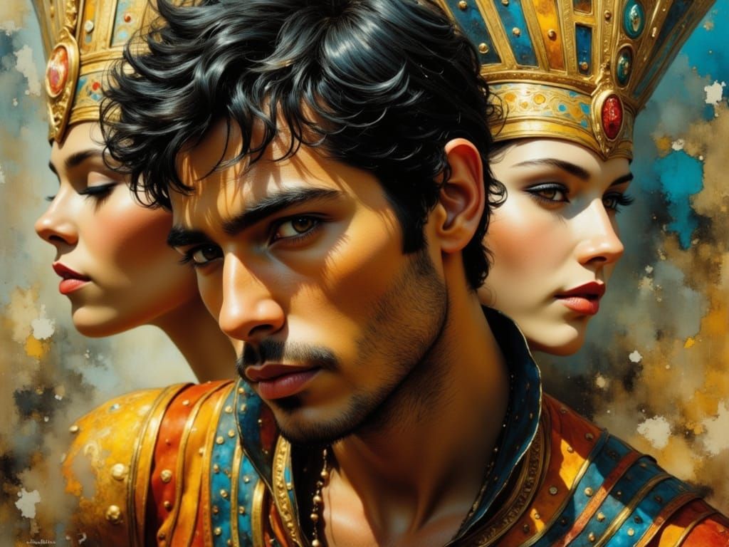 Egyptian Priestess Invoking Gods in Dynamic Lomography Style