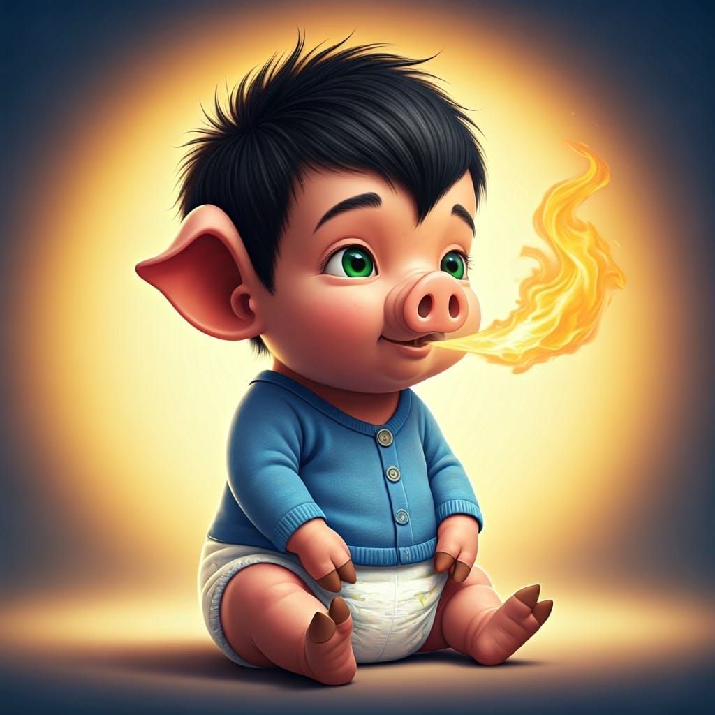 Fiery Piglet: A Whimsical 3D Render