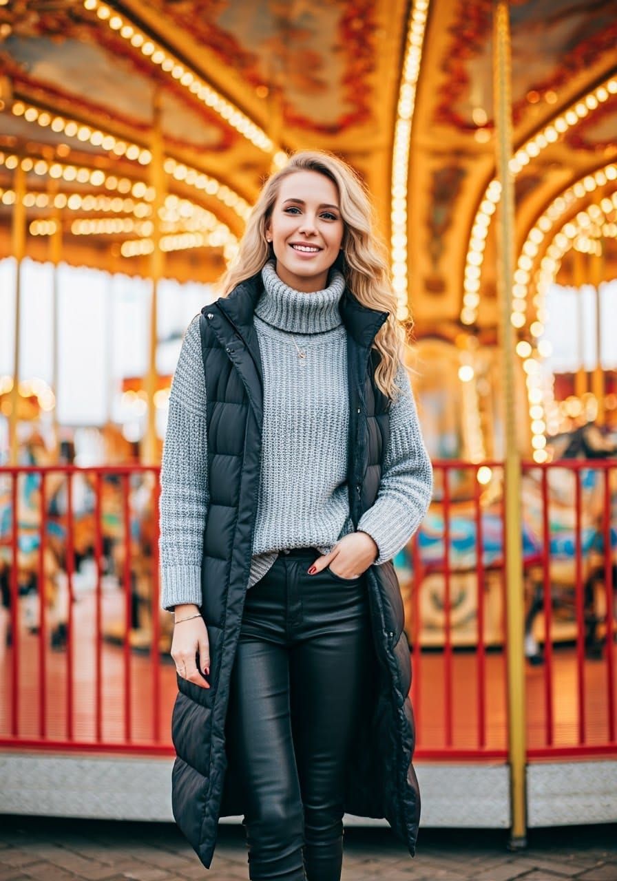 Elegant Woman in Winter Wonderland, Photographer-Style Portr...