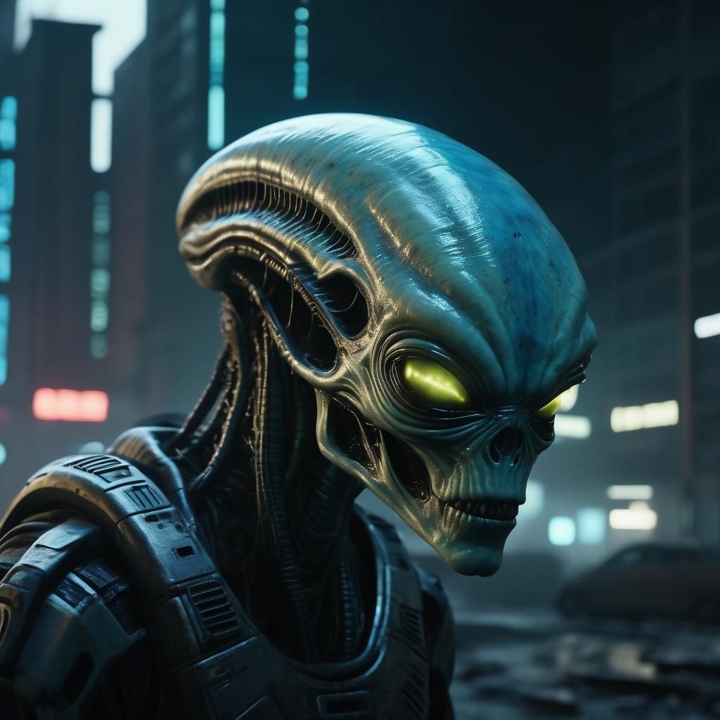 Alien Ghost in Abandoned Sci-Fi City