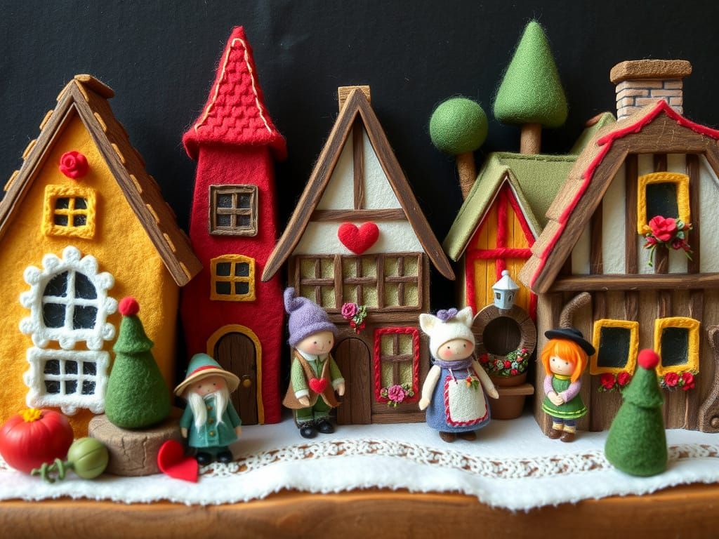 Tim Burtonesque Bavarian Village in Felt Board Style