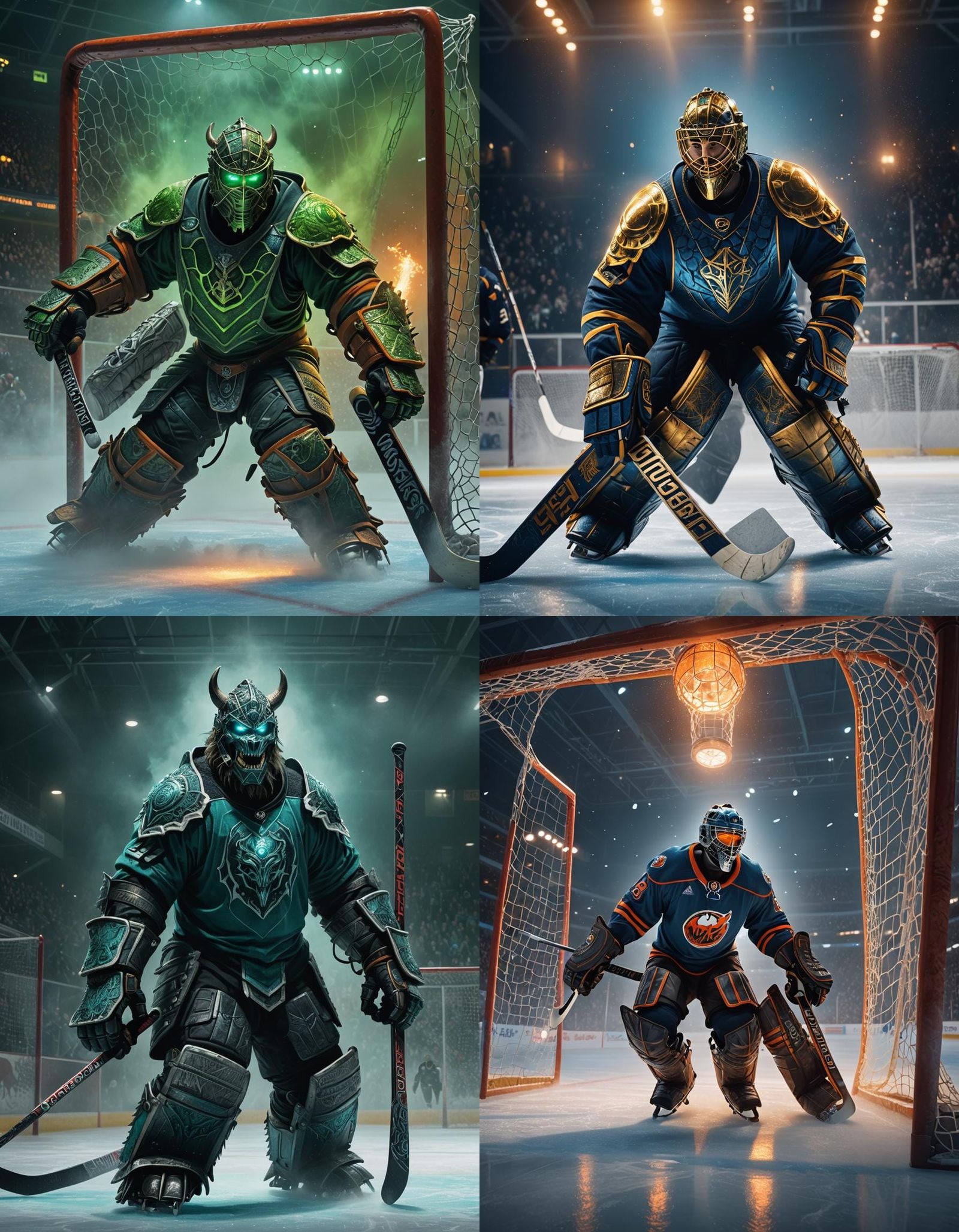 Cryptid Hockey Goalie in Detailed Matte Painting