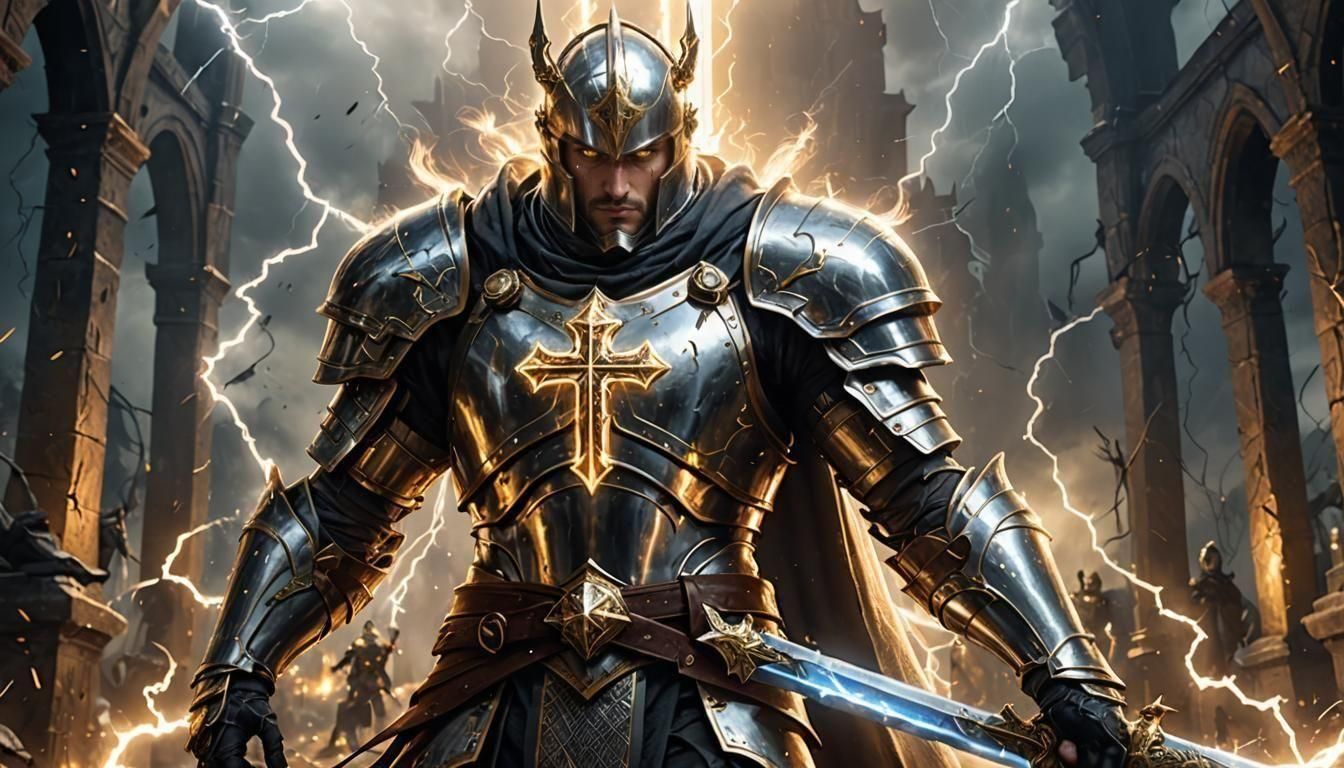 Holy Knight of Lightning in Dark Fantasy Art