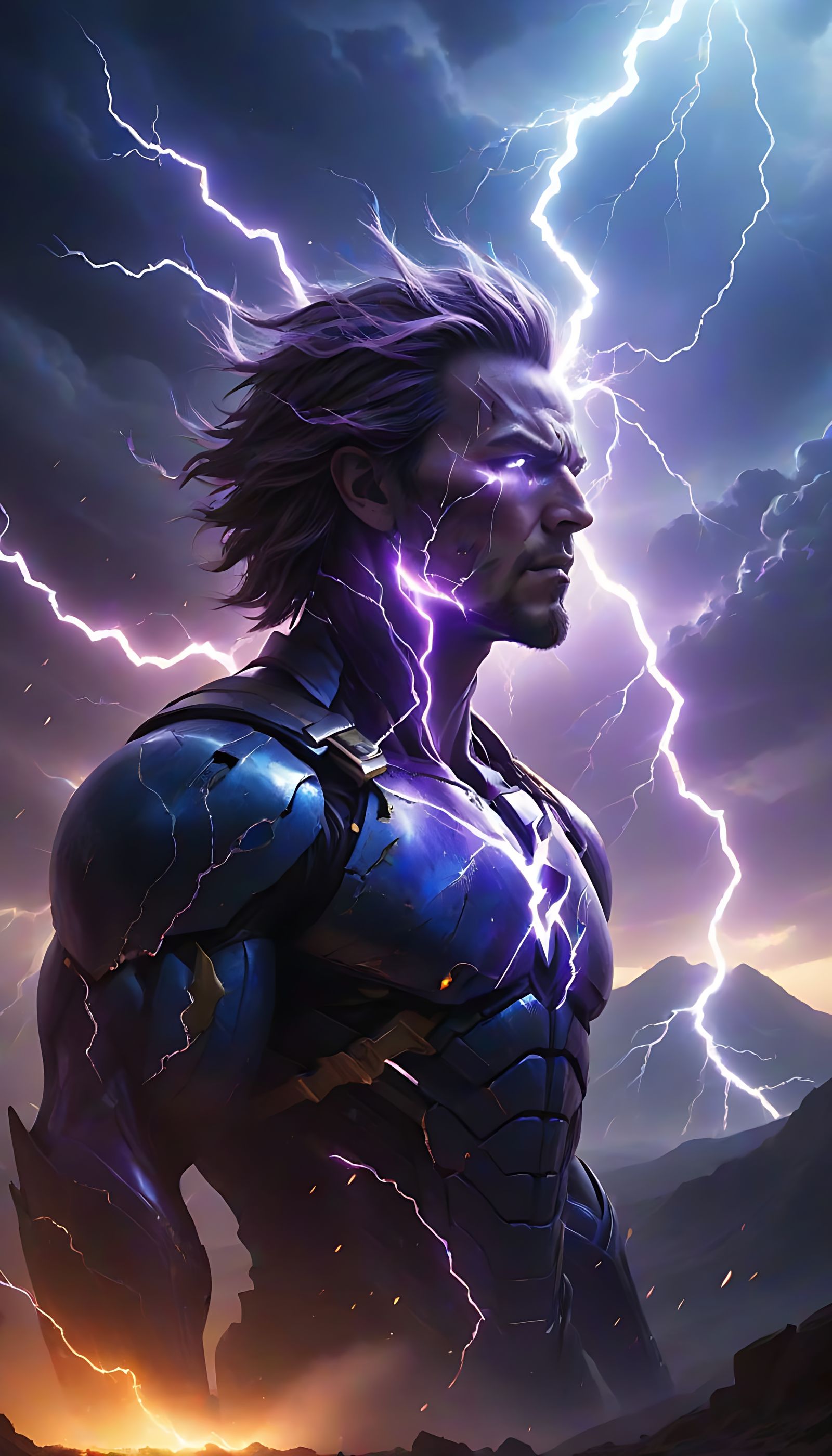 Cosmic Colossus Amidst Wasteland, Crackling with Energy