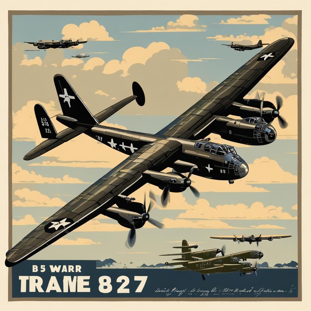 World War 2 B52 Bomber Illustration