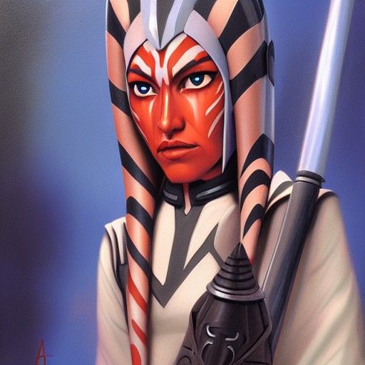 Ahsoka Tano Oil Painting Portrait