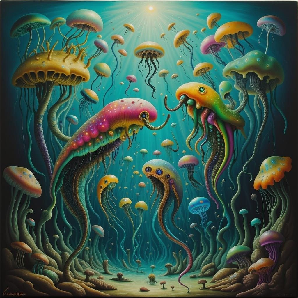 Surreal Fish-People Hybrids in Alien Encounter