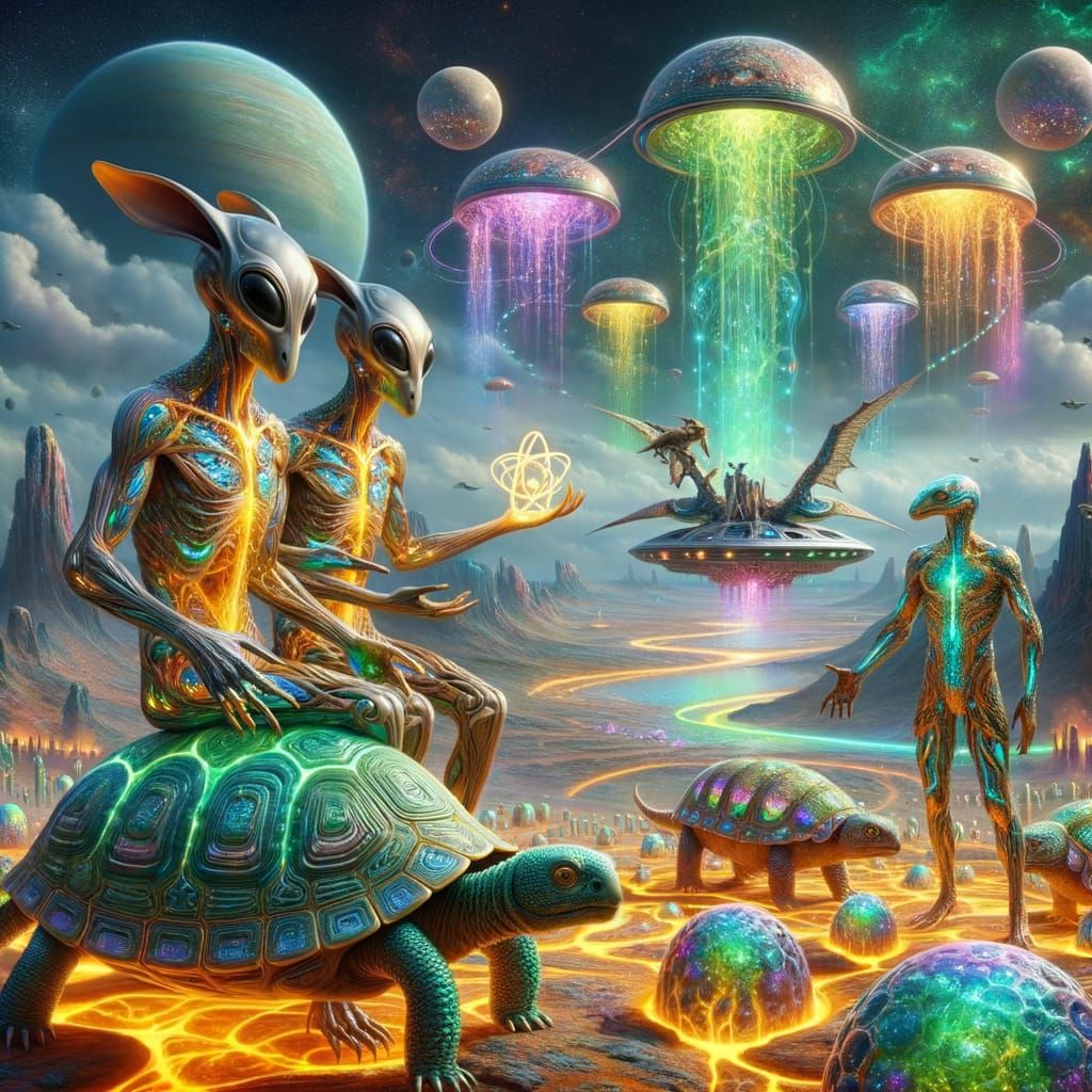 Hyperrealistic Alien Geneticists on Extraterrestrial Planet