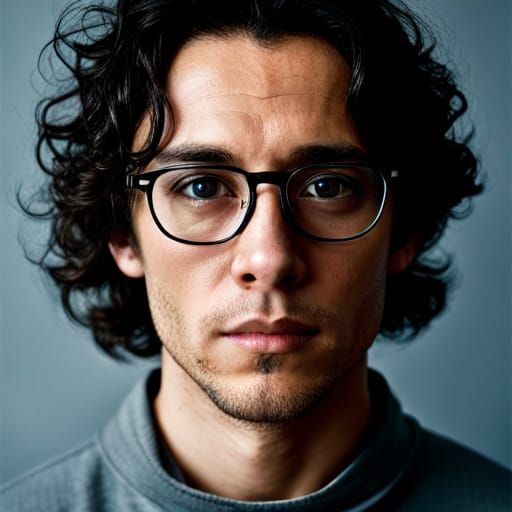 Professional Portrait of Tired Man with Curly Hair