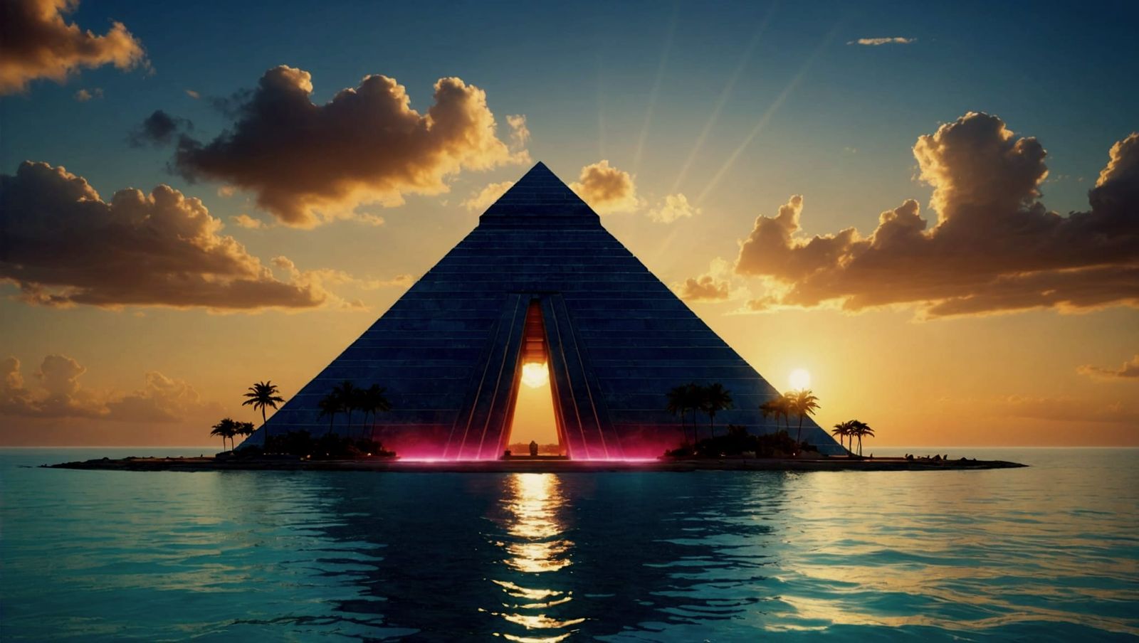 Atlantis Emerald Pyramid Temple at Golden Hour