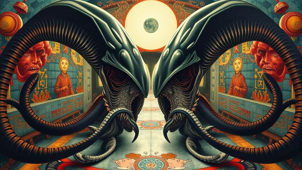 Surreal Symmetrical Portrait Inspired by Japanese Art