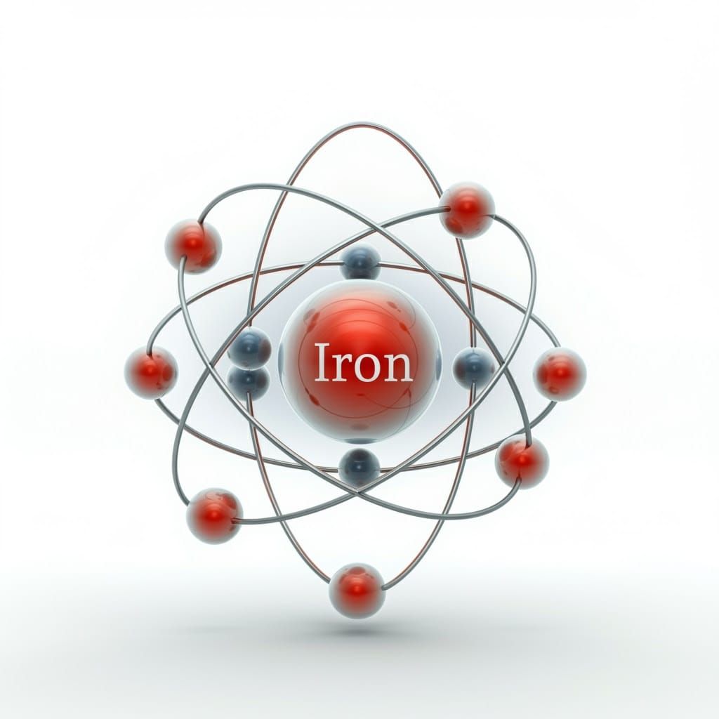 Detailed 3D Model of an Iron Atom