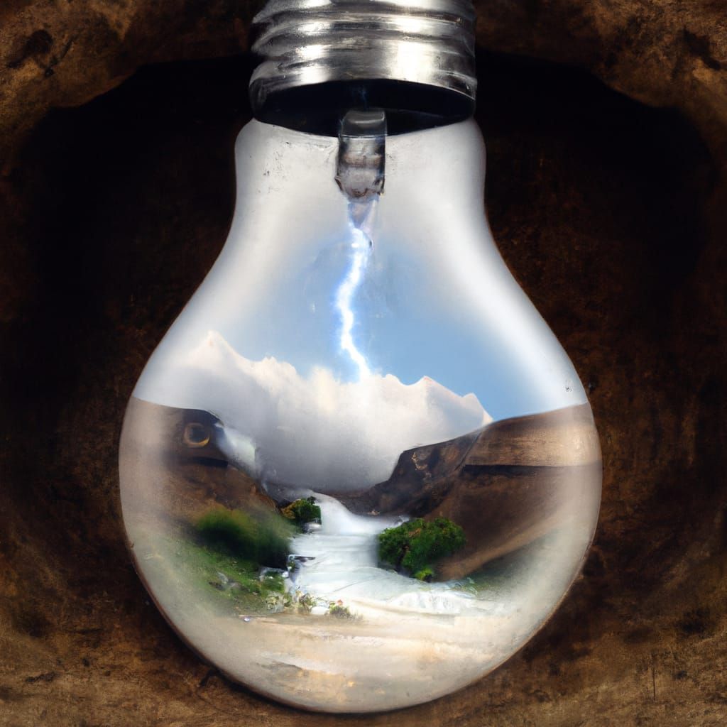 Surreal Lightbulb Interior: Electricity Matte Painting