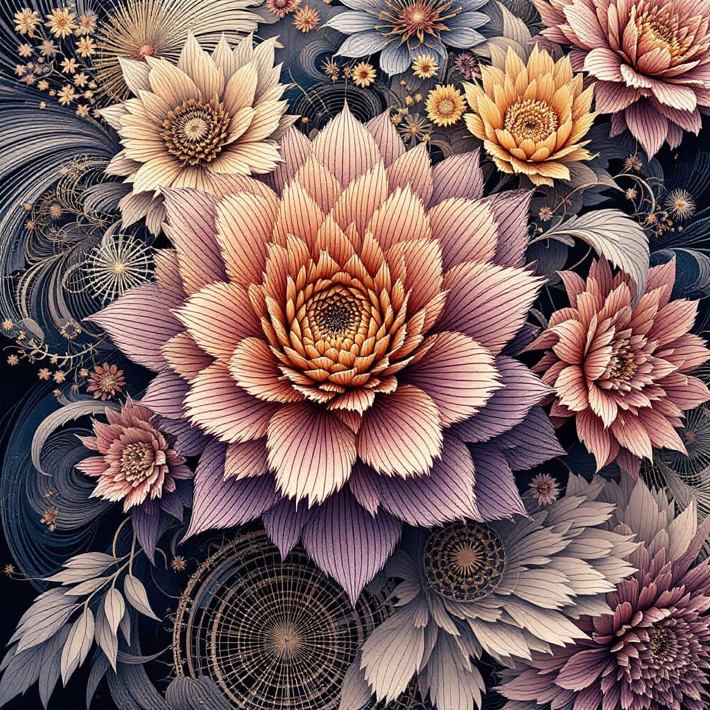 Vibrant Fractal Blooms in Ethereal Light