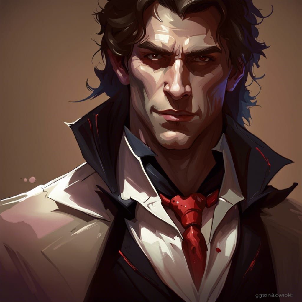 Vampire Portrait in Art Nouveau Style