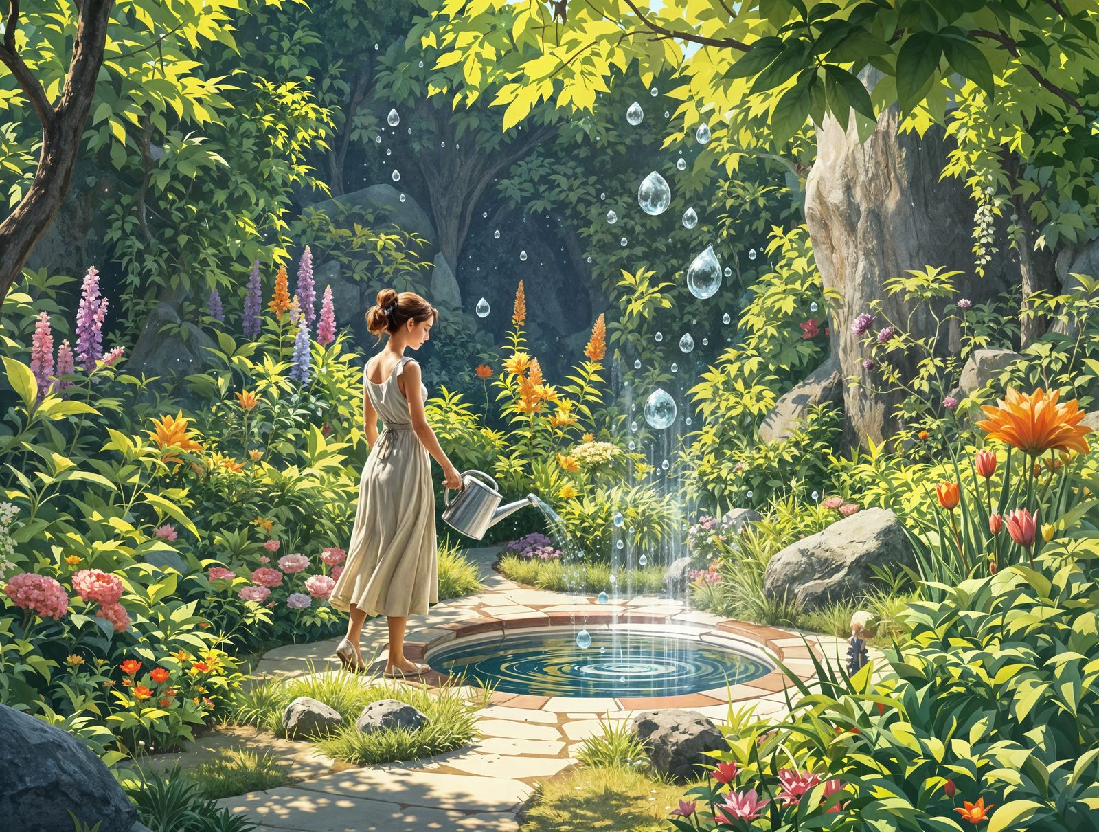 Surreal Garden Goddess Nurtures Gravity Anomalies in Whimsic...