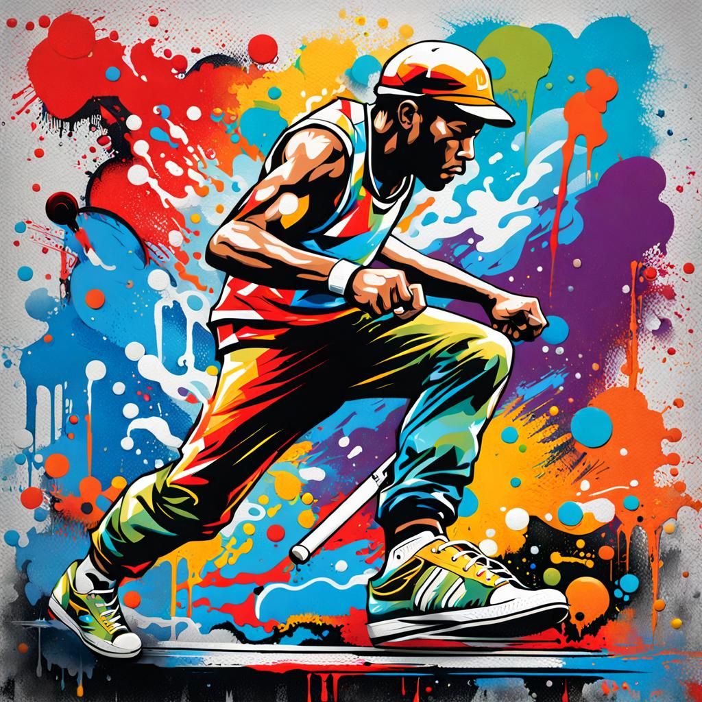 Retro Olympic Games in Graffiti Art Style