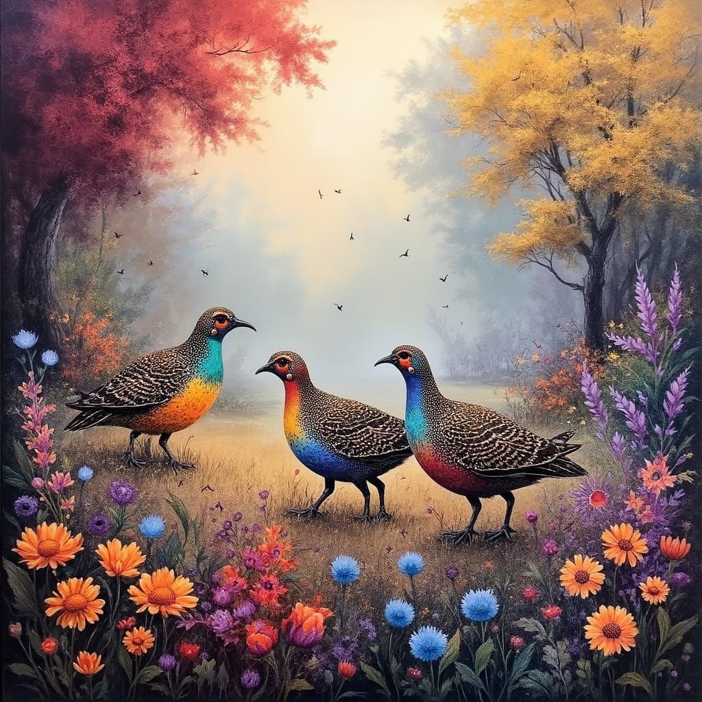 California Quails in Enchanted Mists
