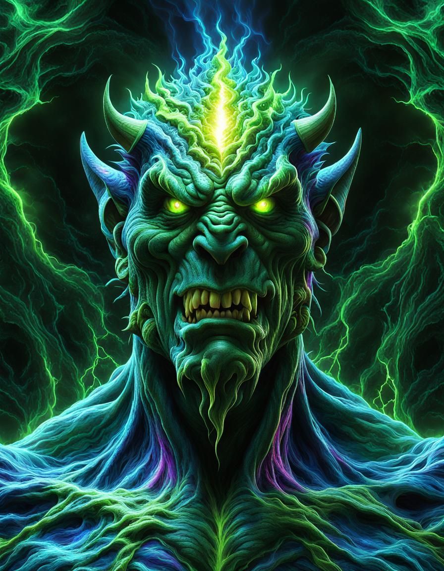 Electric Demon in Psychedelic Fractal Art