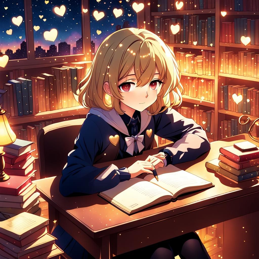 Cozy Anime Study Session in Warm Golden Light