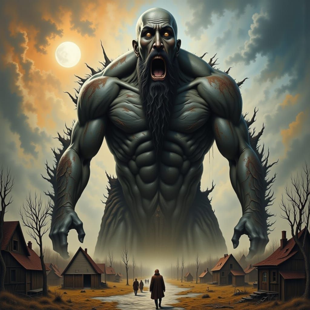 Anguished Giant Dominates Frightened Village