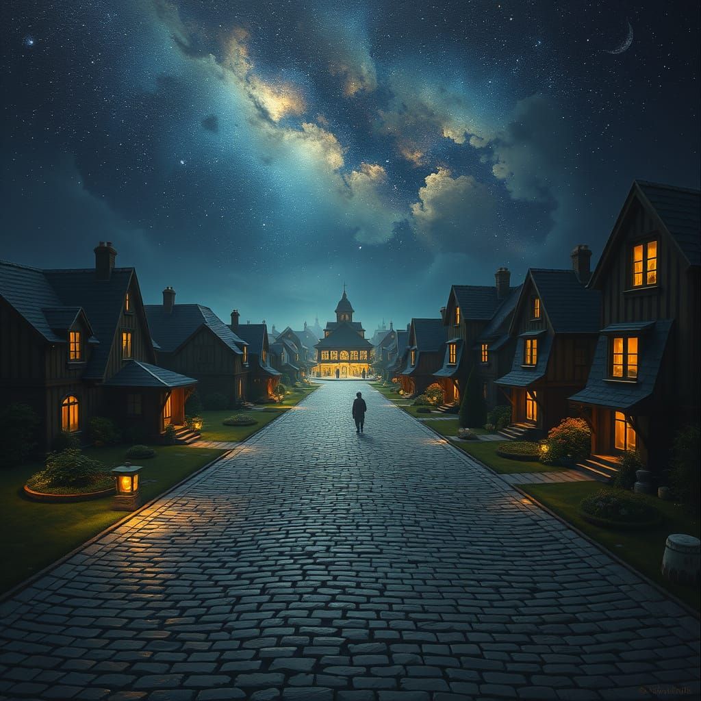 Floating Market Square in the Multiverse, Dark Fantasy Scene