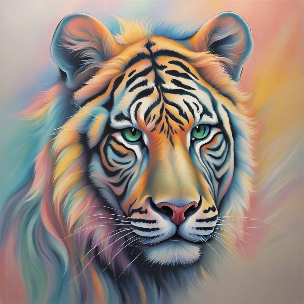 Abstract Pastel Animal Portrait in Fine Detail