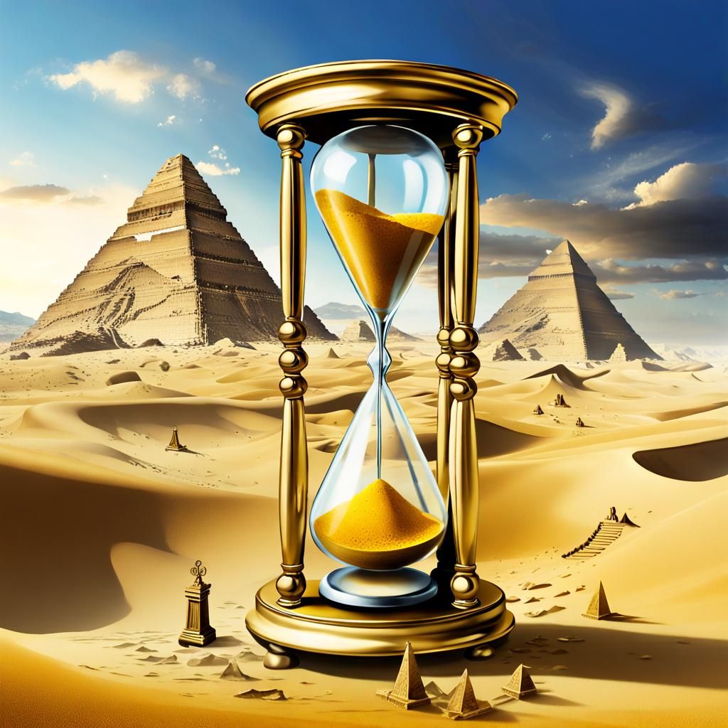 In Salvador Dali Style_(Fantastic_Golden_Hourglass: 1.2).(In_Hourglass`s_Trap_is_a_closed_heavily deformed_clock_with_Ro...