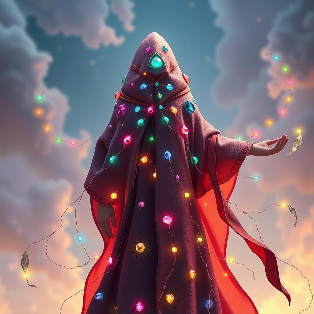 Magical Gemstone Figure in Dreamy Landscape