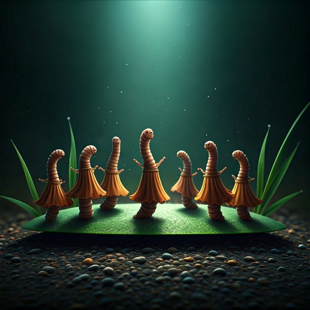 Dancing Worms Karaoke on Grass Stage Concept Art