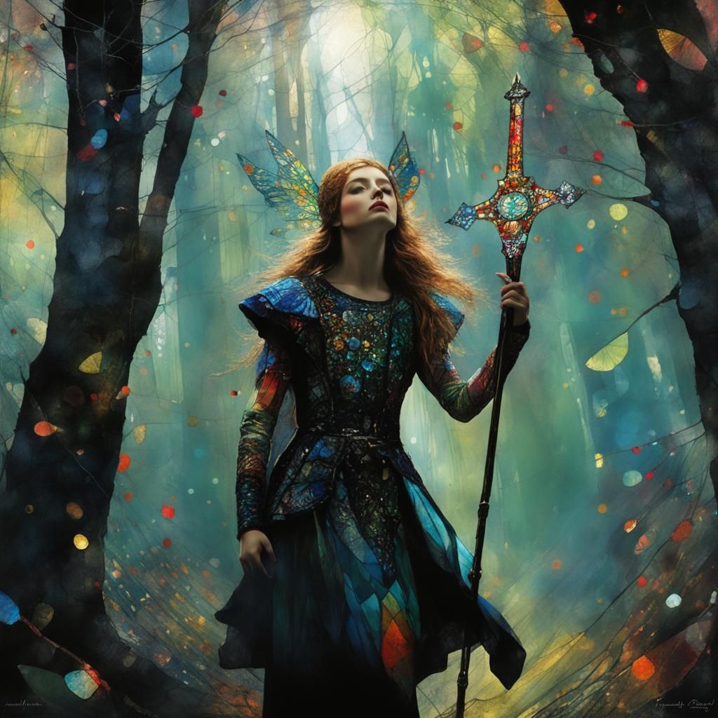 Art Brut Stained Glass Digital Illustration