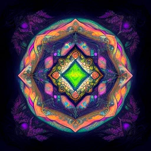 Mysterious Figure Amidst Vibrant Flora and Fauna