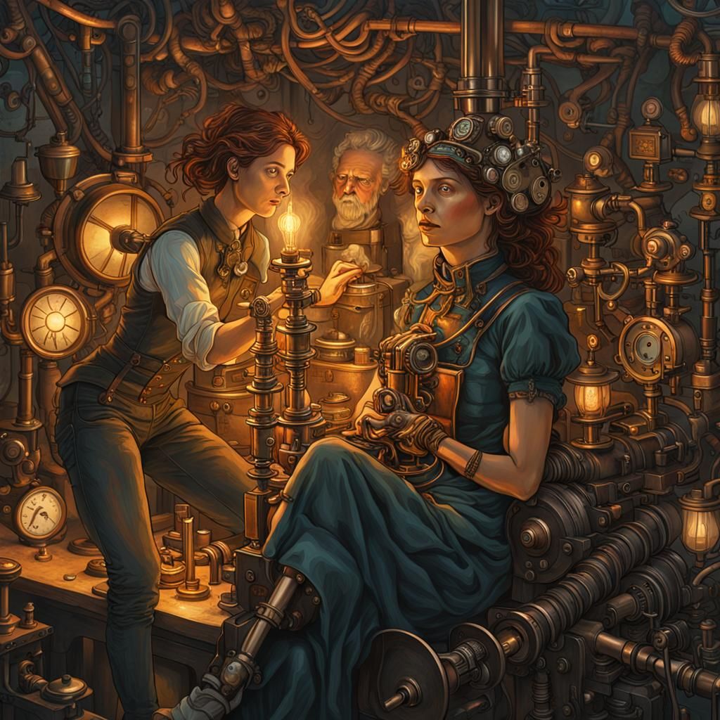 Steampunk Transformation Scene in Rutkowski Style