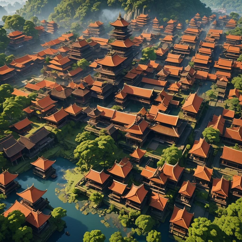 Vibrant Indonesian Kingdom in Anime Style