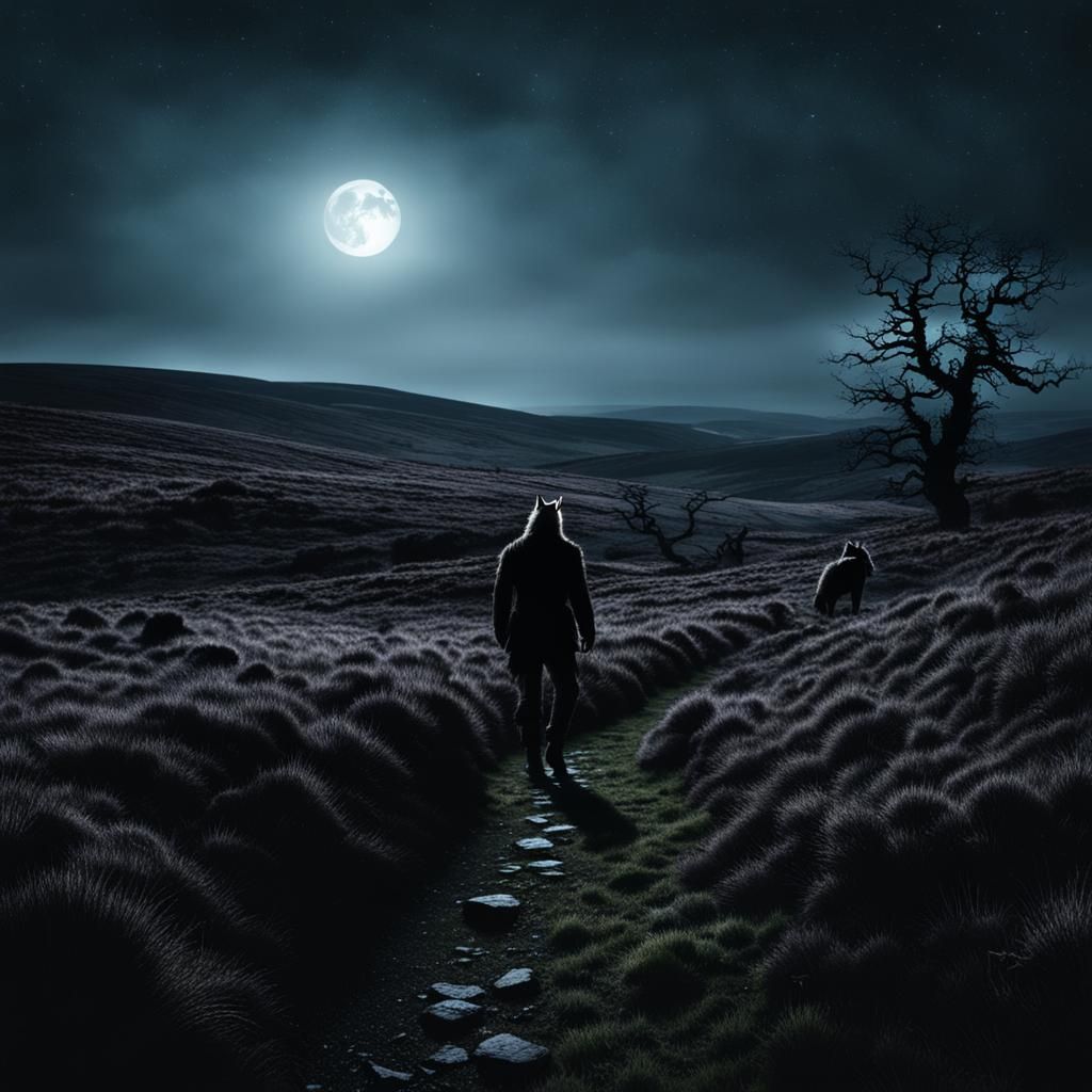 Werewolf on the English Moors at Night
