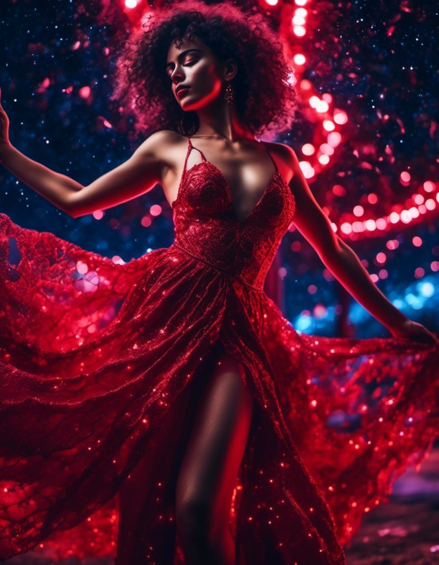 Stunning Succubus Dancing in Synthwave Style