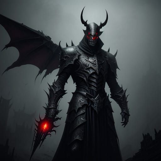 Dark Gothic Demon in Crimson Black Mist