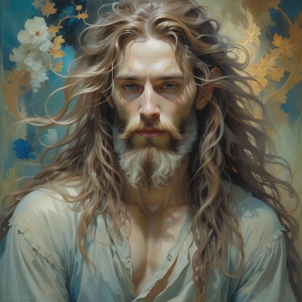 Handsome Bearded Fae: Detailed Oil Painting