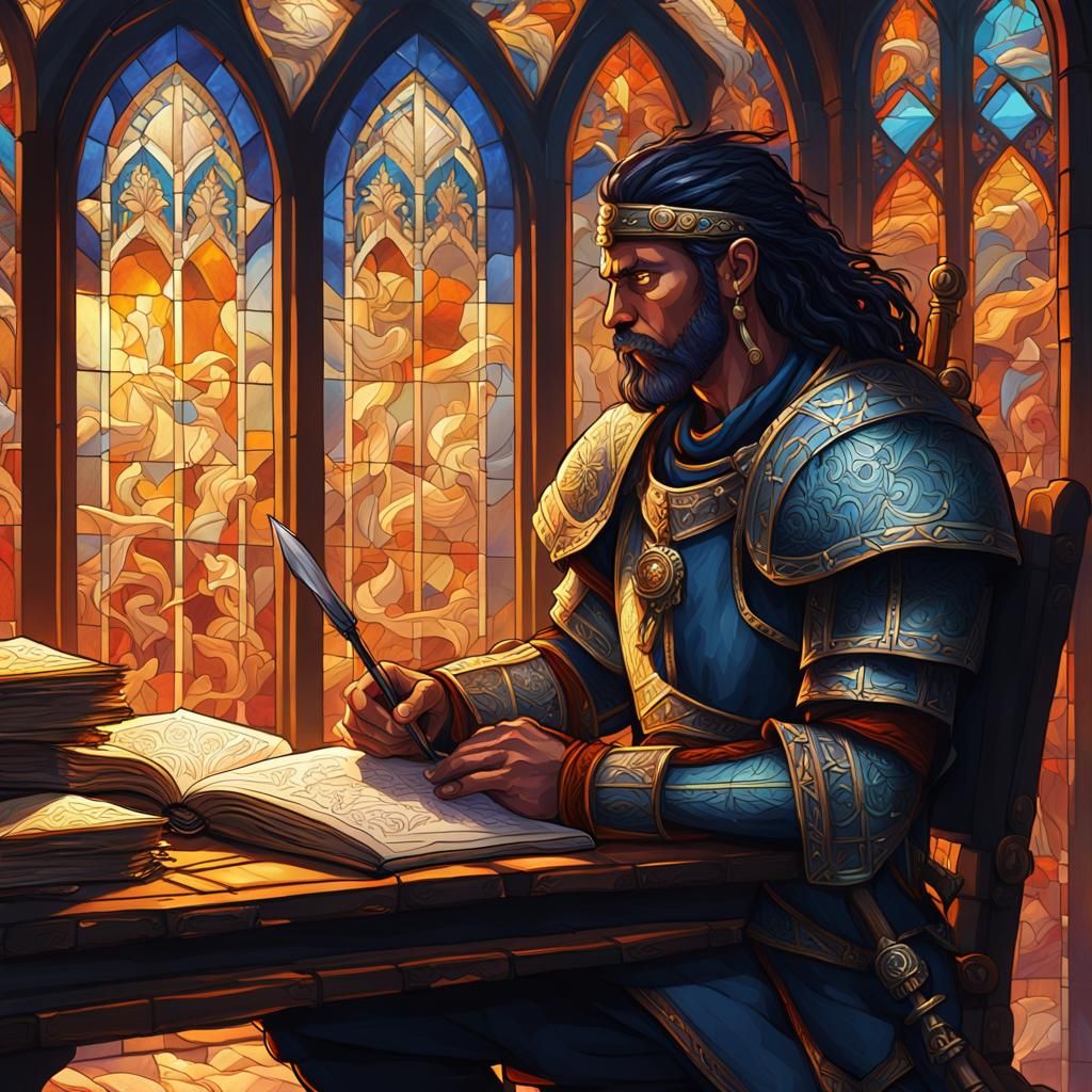 Warrior Overwhelmed by Study in Fantasy Illustration