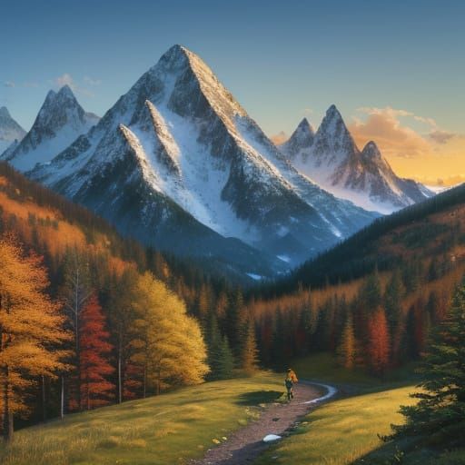 Majestic Mountain Landscape Oil Painting