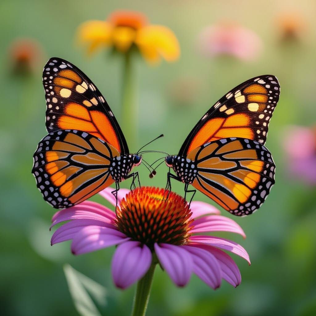 Detailed Butterfly and Flower Composition