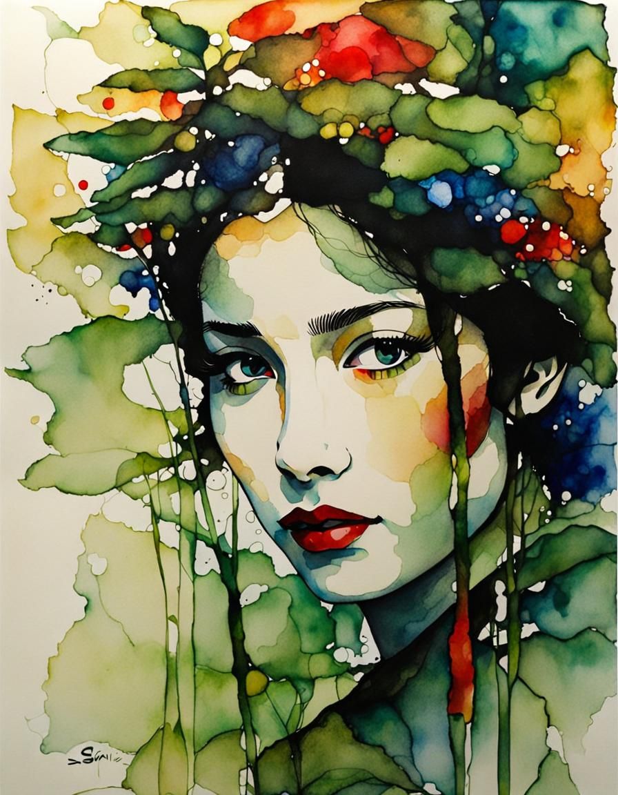 Ethereal Salvia in Expressionist Watercolor Sketch