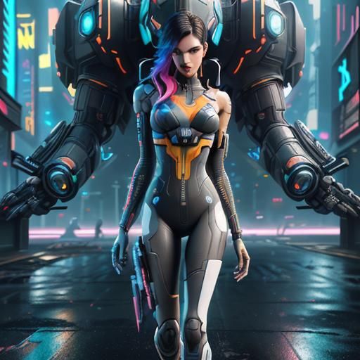 Anime Girl as Nintendo Switch in Cyberpunk Style