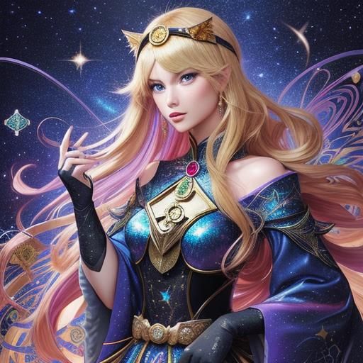 Blonde Tarot Reader Celebrates with Phoenix Headband