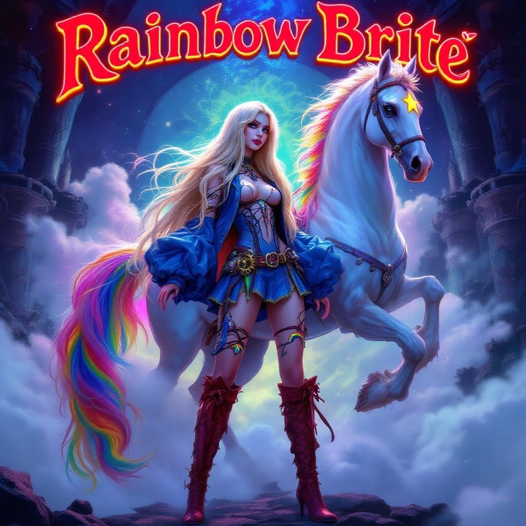 Goth Rainbow Brite in Epic Fantasy Attire