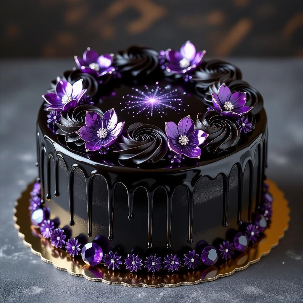 Decadent Obsidian Cake with Stardust Frosting