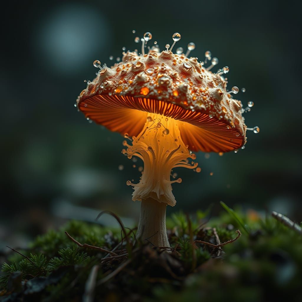Mushroom Spore Explodes in Hyperrealistic Detail