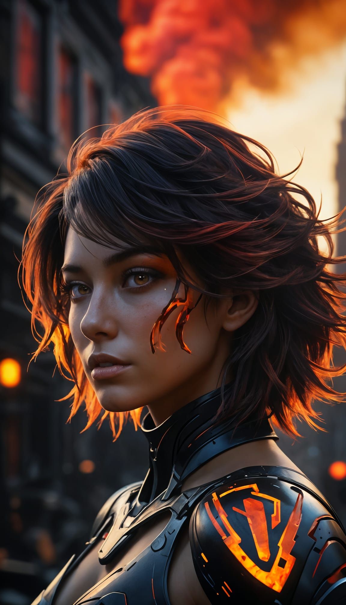 Ethereal Nuclear Apocalypse Portrait in Vibrant Colors