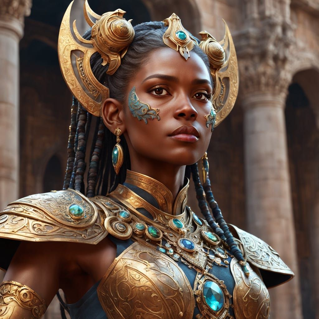 Mystical Golden Skin Walker in Ancient Grandeur